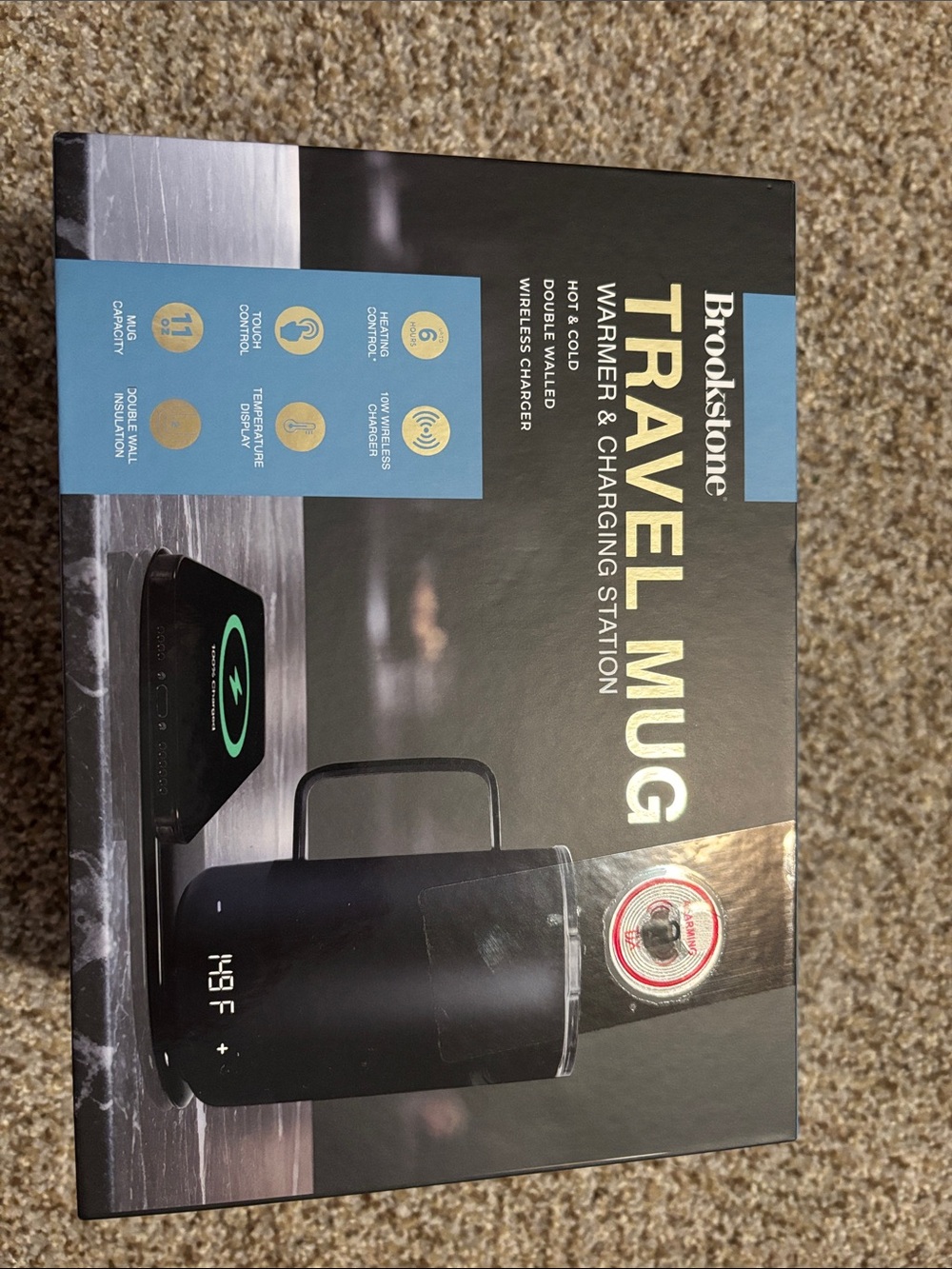 Brookstone Travel Mug Warmer & Wireless Charger - Black unopened